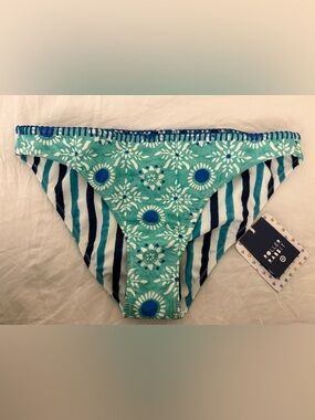 Roller Rabbit Teal Floral & Navy Stripe Girls' Swim Bottoms